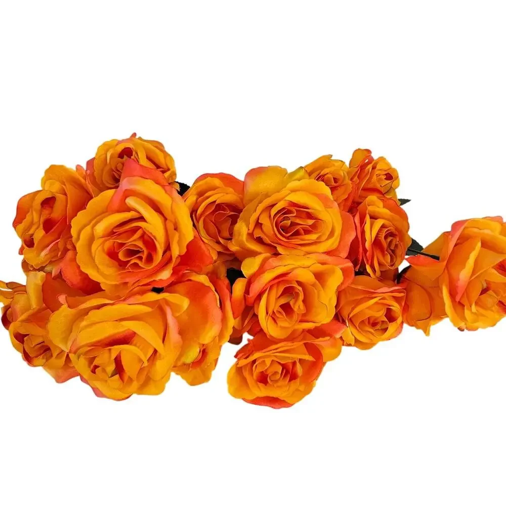 Orange Coral Silk Rose Flower Bushes 24 Roses 4